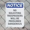 Signmission No Soliciting Trespassers Will OSHA Notice Sign, Plastic, 10in W x 14in L, 2PK OS-2PACK-NS-P-1014-V-14840 - alternate 5